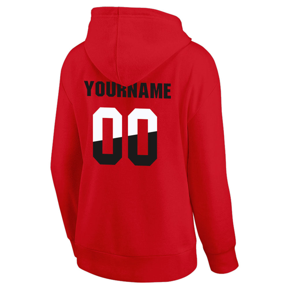 custom authentic pullover sweatshirt hoodie red-black-white