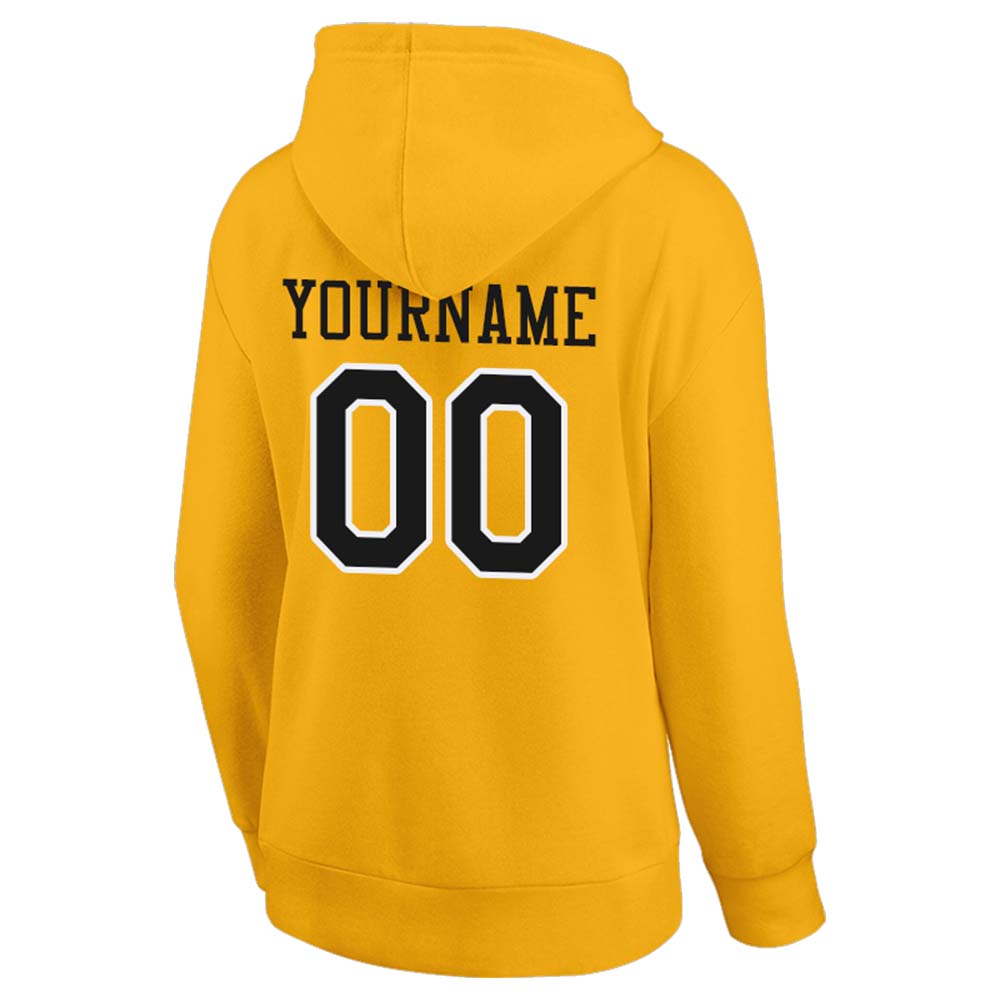 custom authentic pullover sweatshirt hoodie yellow-black-white