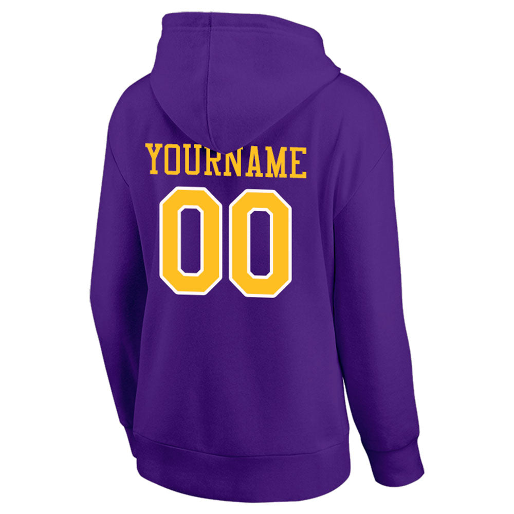 custom authentic pullover sweatshirt hoodie purple-yellow-white