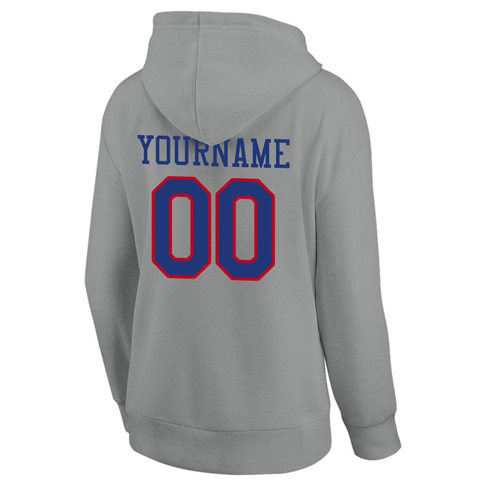 custom authentic pullover sweatshirt hoodie gray-blue-red