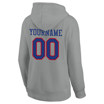 custom authentic pullover sweatshirt hoodie gray-blue-red
