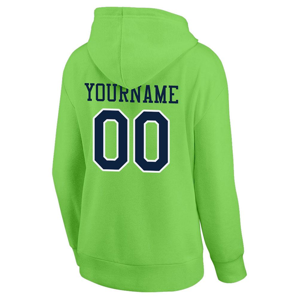 custom authentic pullover sweatshirt hoodie neon green-navy-white