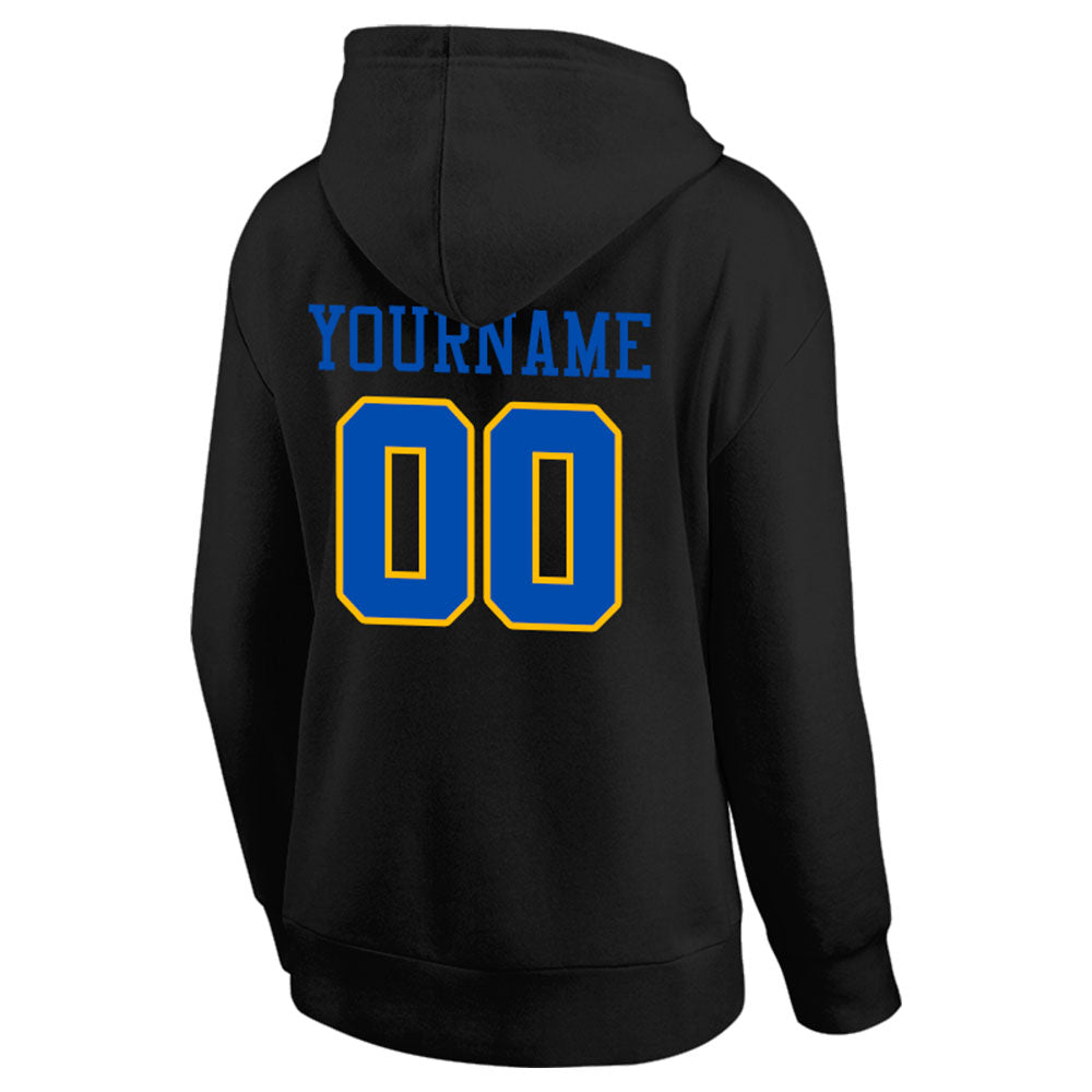 custom authentic pullover sweatshirt hoodie black-blue-yellow