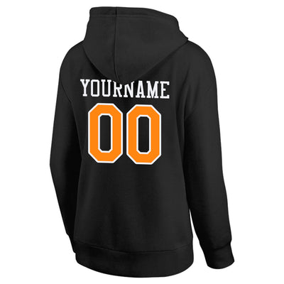 custom authentic pullover sweatshirt hoodie black-orange-white