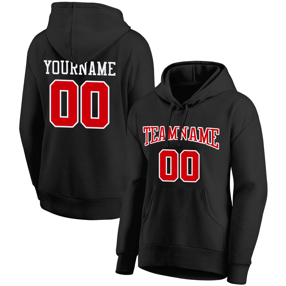 custom authentic pullover sweatshirt hoodie black-red-white