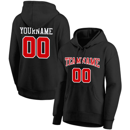 custom authentic pullover sweatshirt hoodie black-red-white