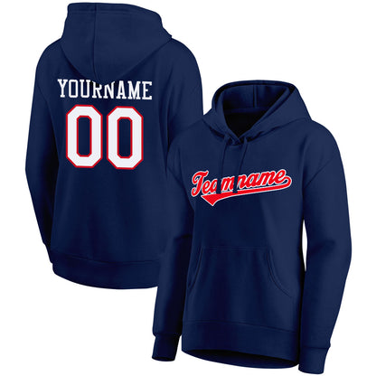 custom authentic pullover sweatshirt hoodie navy-red-white