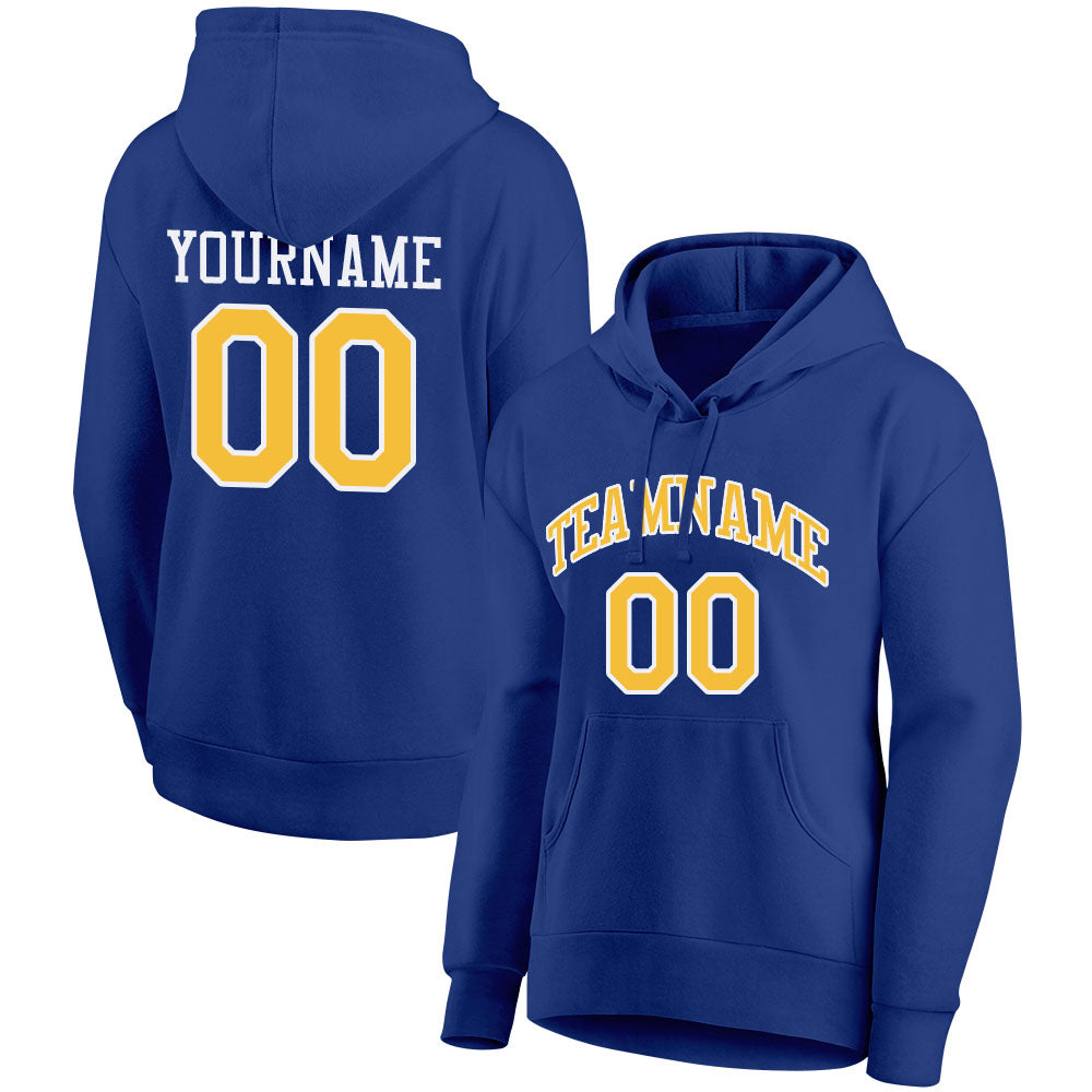 custom authentic pullover sweatshirt hoodie royal-yellow-white