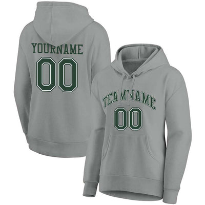 custom authentic pullover sweatshirt hoodie gray-green-white