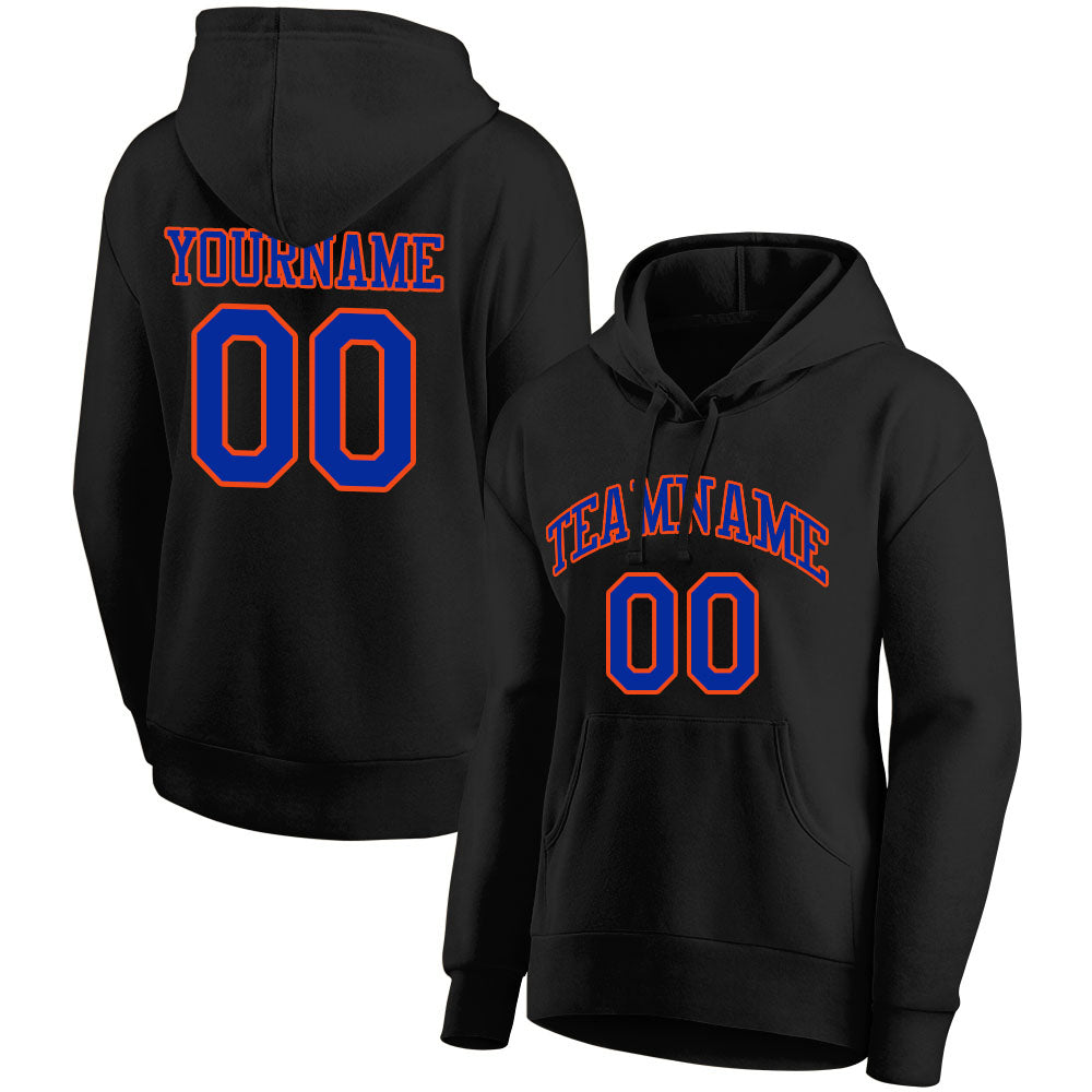 custom authentic pullover sweatshirt hoodie black-blue-orange