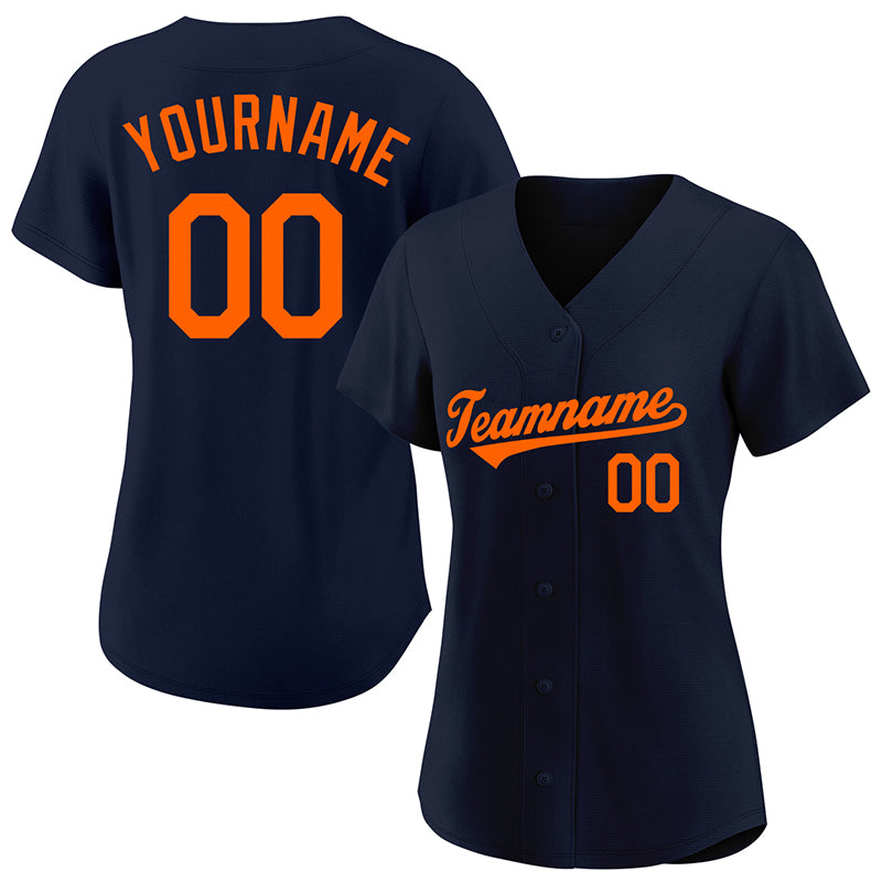 customized authentic baseball jersey white navy-orange mesh