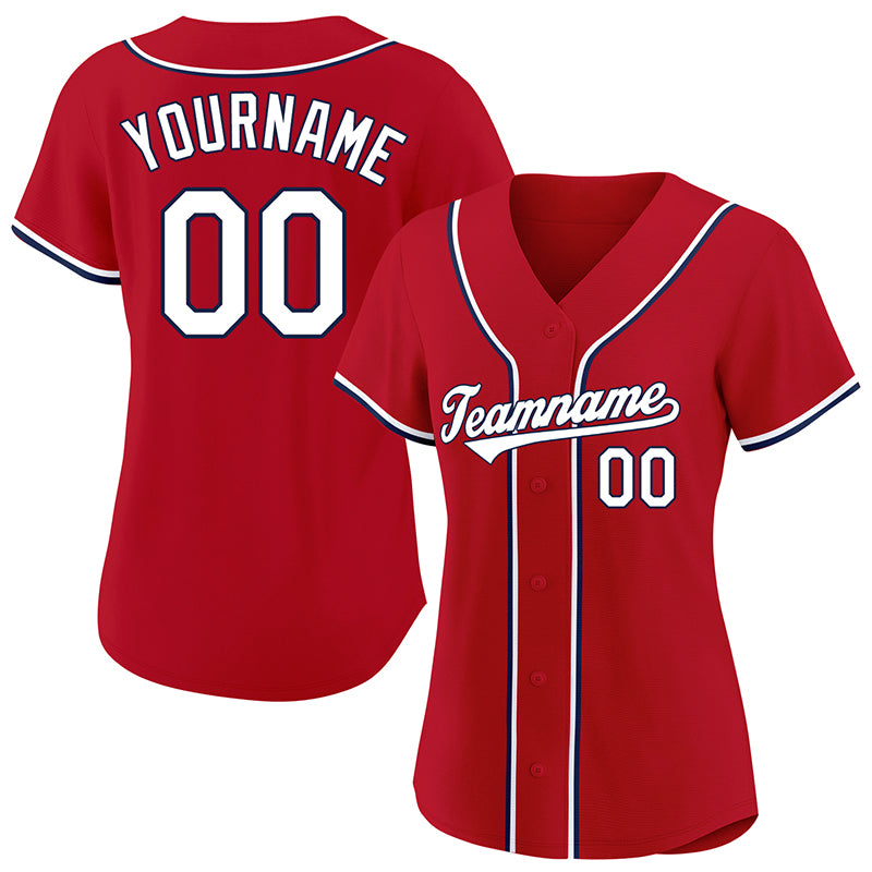 custom authentic baseball jersey red-white-navy mesh