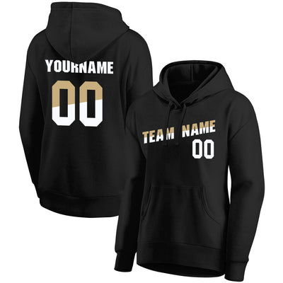 custom authentic pullover sweatshirt hoodie black-gold-white