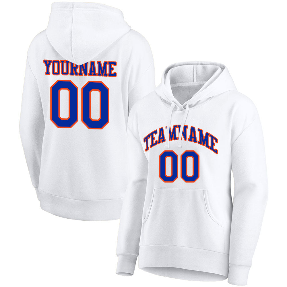 custom authentic pullover sweatshirt hoodie white-vlue-orange