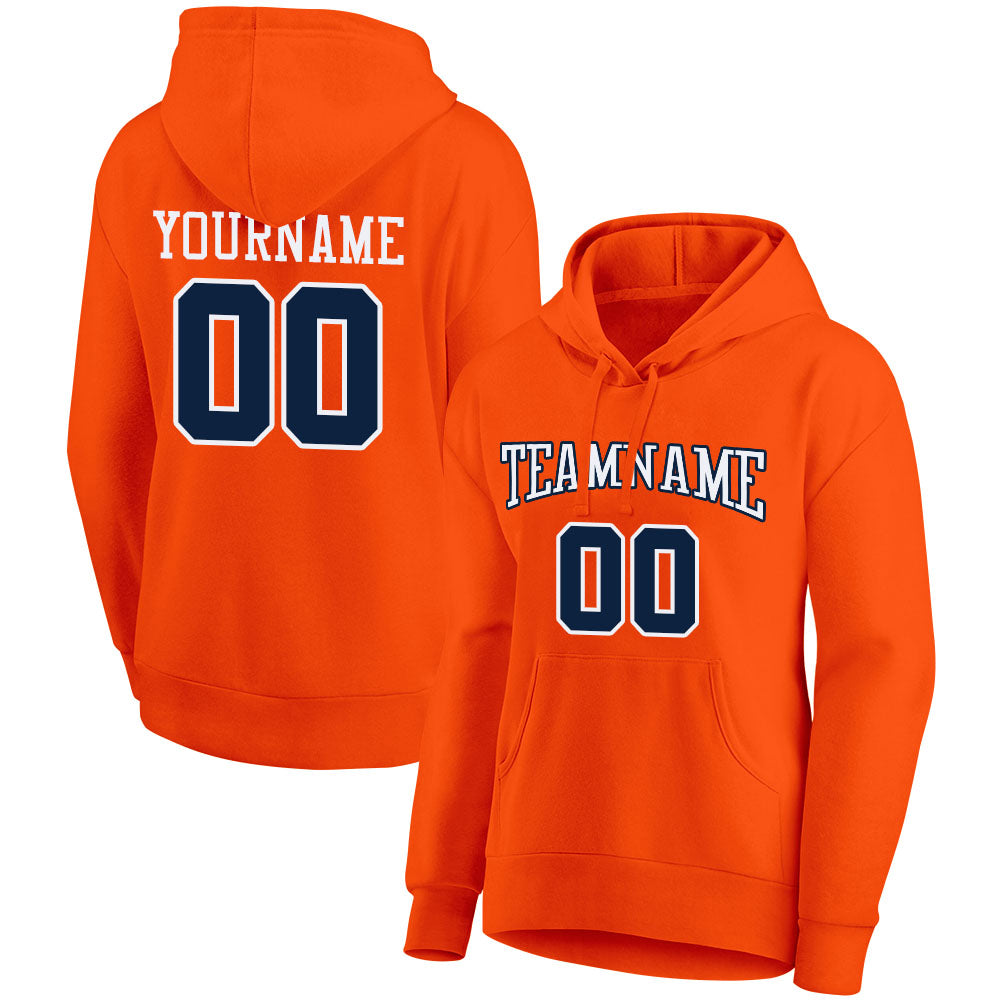 custom authentic pullover sweatshirt hoodie orange-navy-white