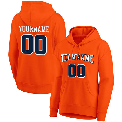 custom authentic pullover sweatshirt hoodie orange-navy-white