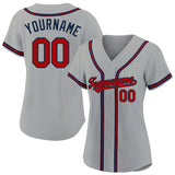 customized authentic baseball jersey gray-red-navy mesh