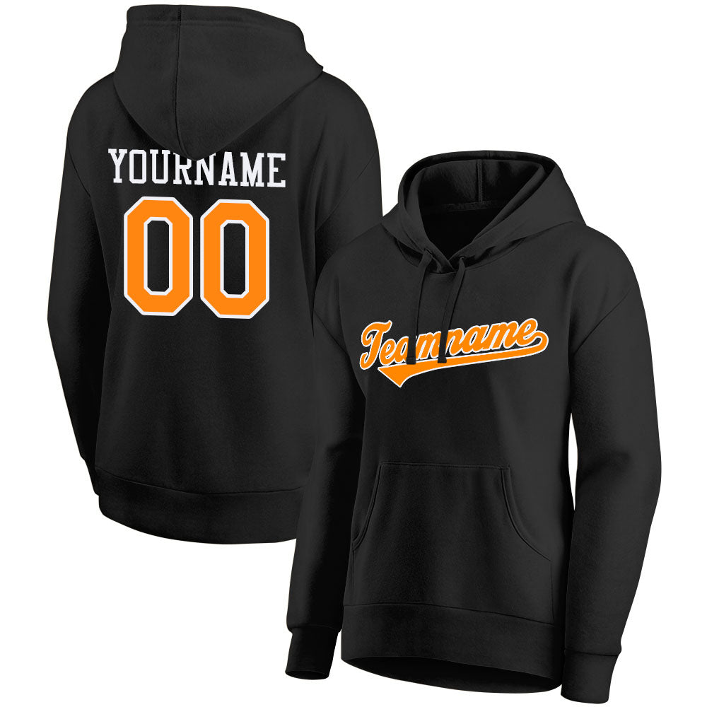 custom authentic pullover sweatshirt hoodie black-orange-white