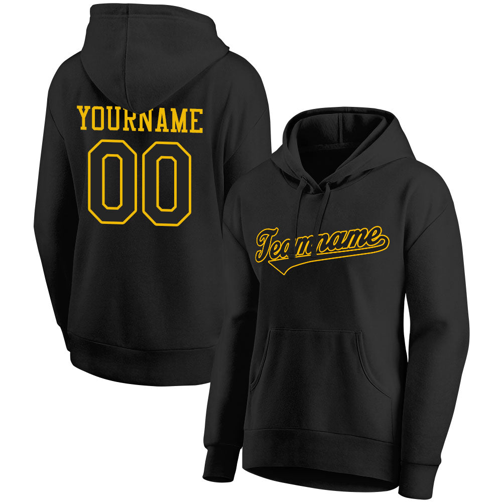 custom authentic pullover sweatshirt hoodie black-yellow