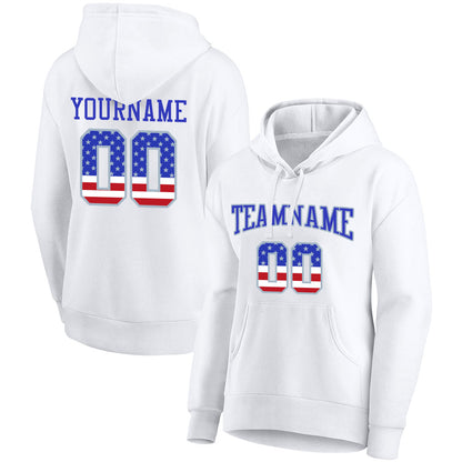 custom authentic pullover sweatshirt hoodie white-royal-red