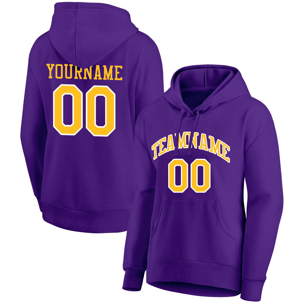 custom authentic pullover sweatshirt hoodie purple-yellow-white
