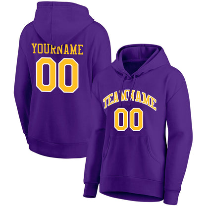 custom authentic pullover sweatshirt hoodie purple-yellow-white