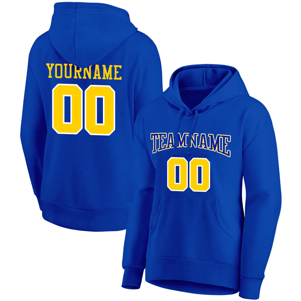 custom authentic pullover sweatshirt hoodie royal-yellow