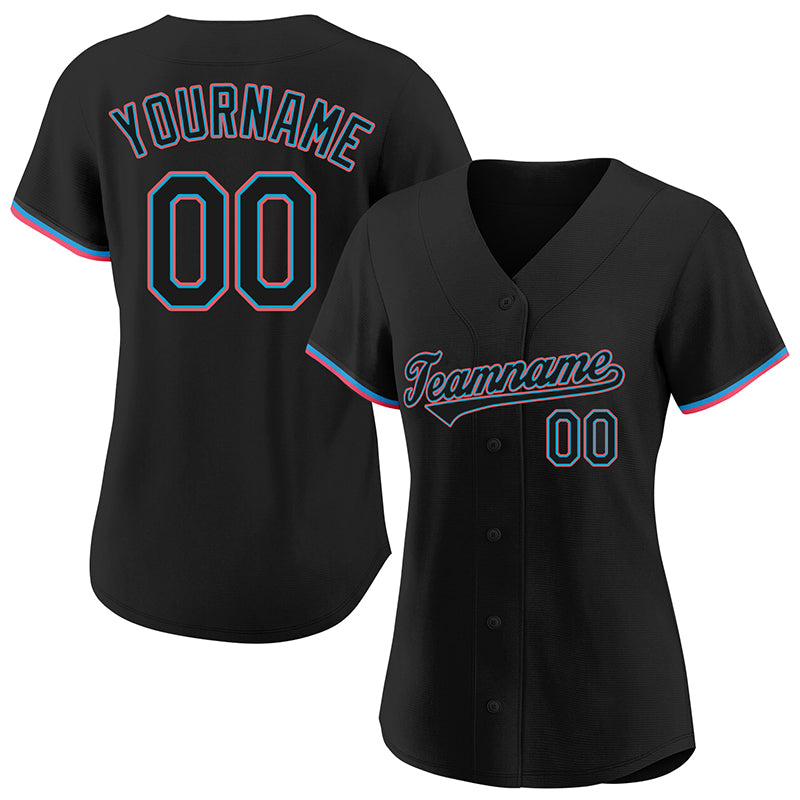 Custom Light Blue Pink-Black Authentic Baseball Jersey Discount