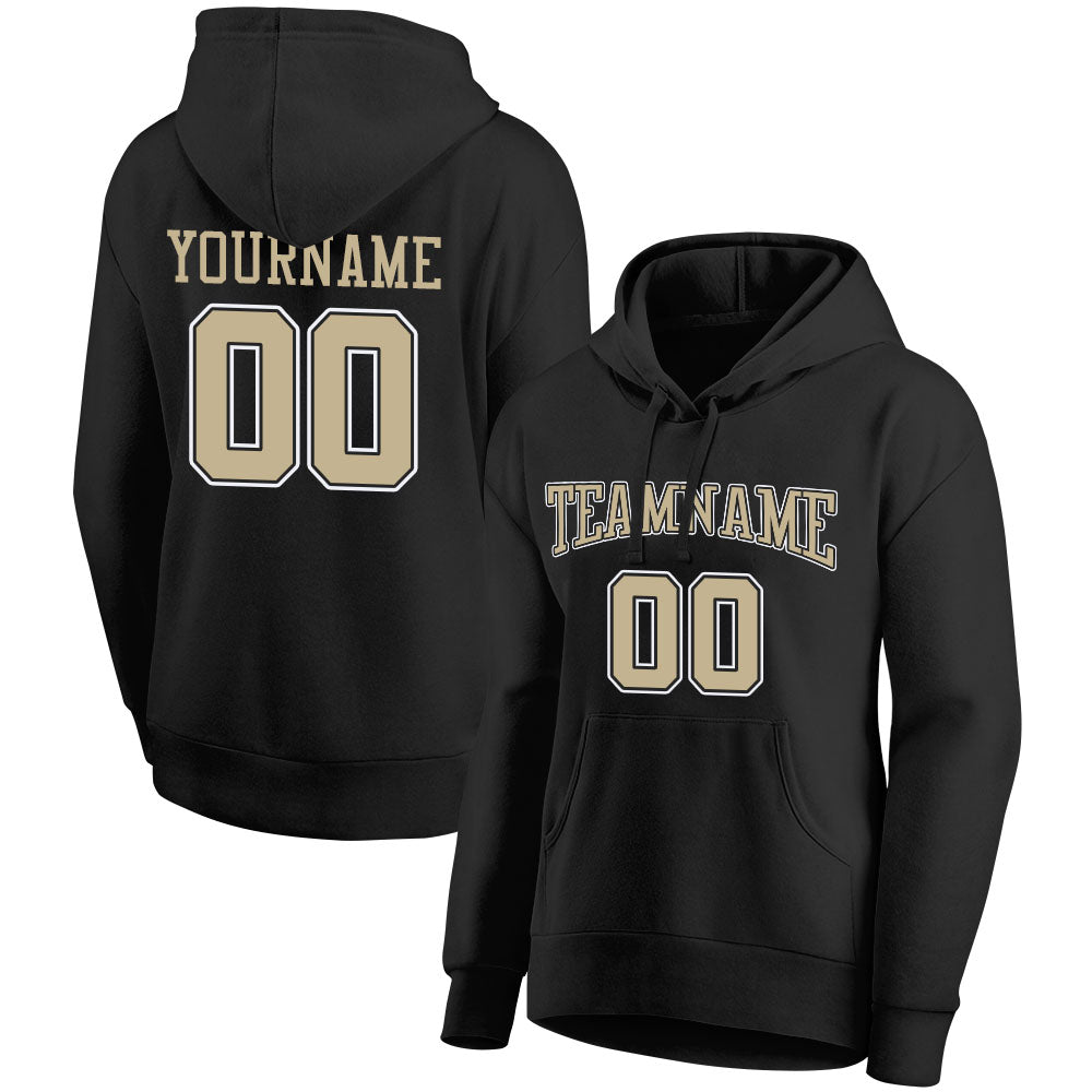 custom authentic pullover sweatshirt hoodie black-gold-white