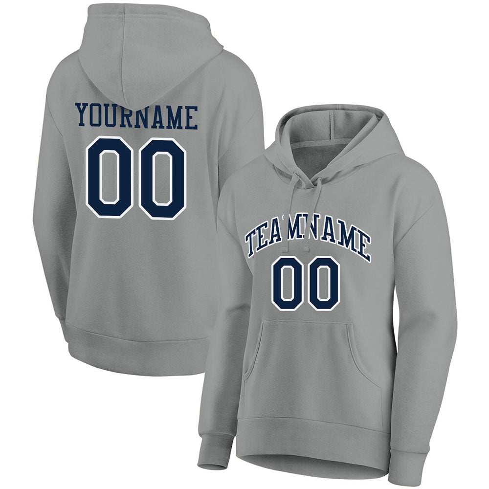 custom authentic pullover sweatshirt hoodie gray-navy-white