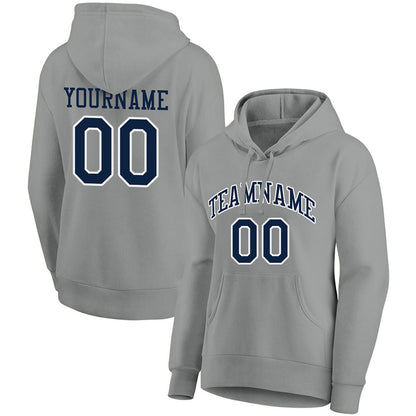 custom authentic pullover sweatshirt hoodie gray-navy-white