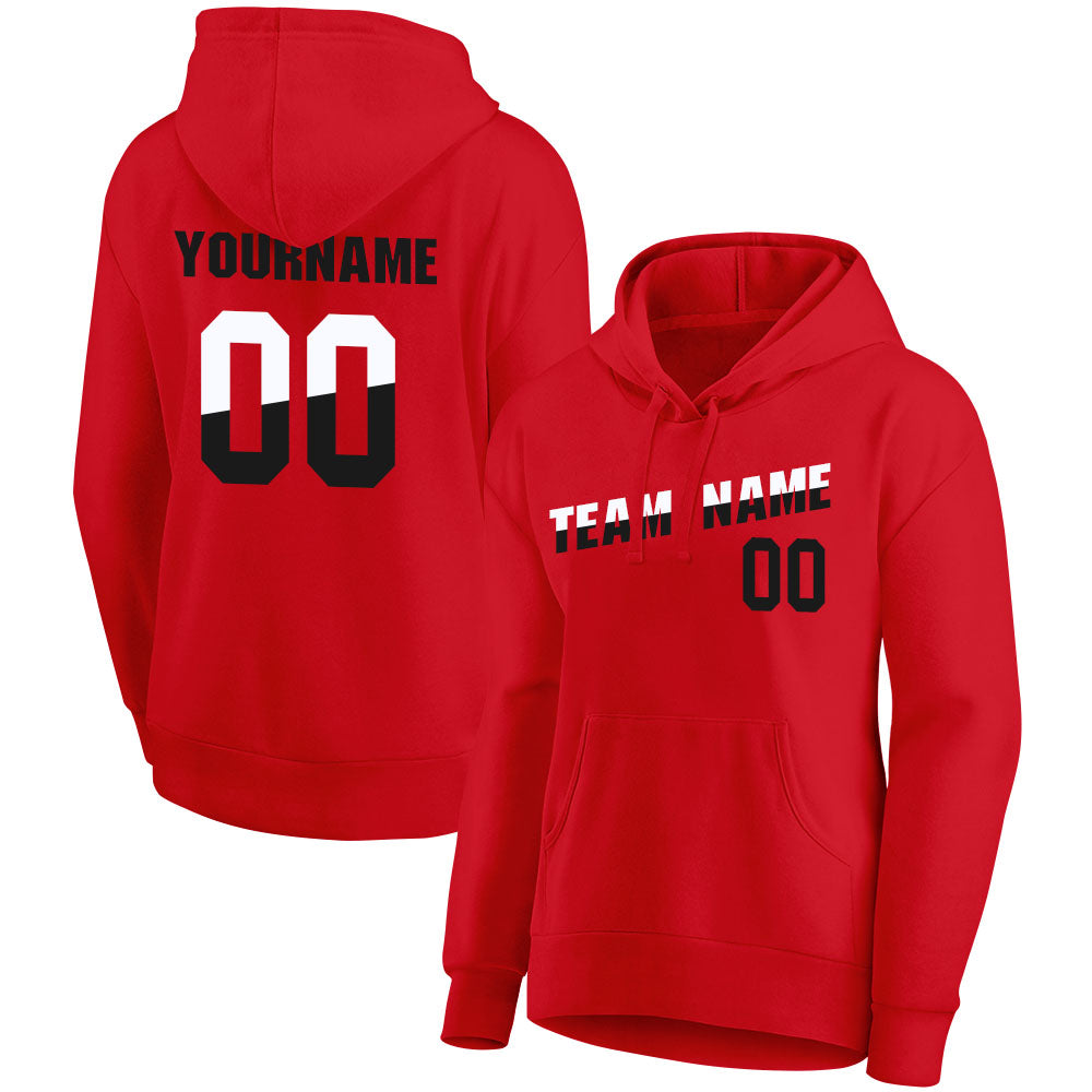 custom authentic pullover sweatshirt hoodie red-black-white