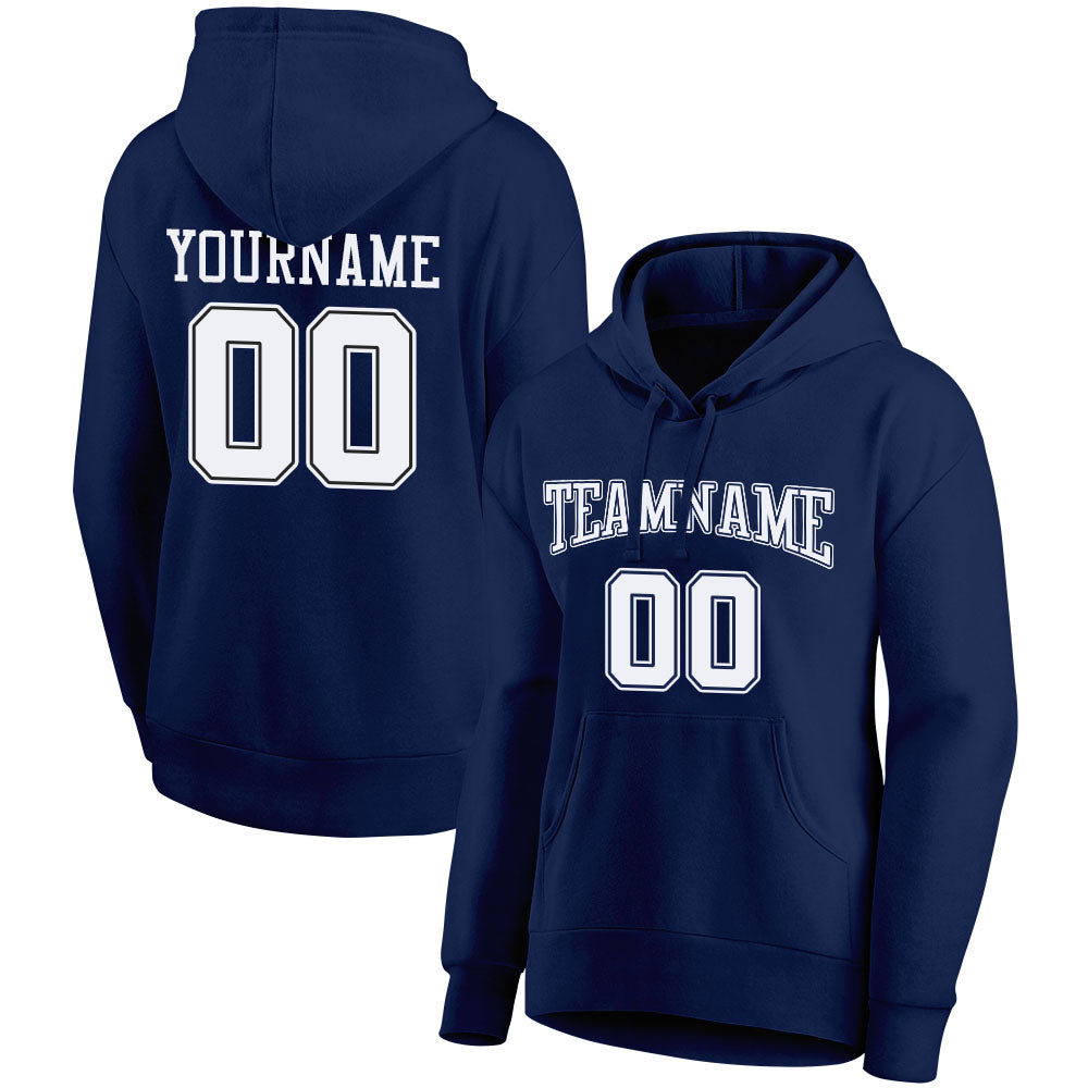custom authentic pullover sweatshirt hoodie navy-white