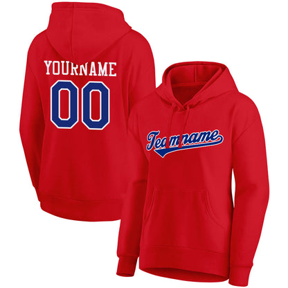 custom authentic pullover sweatshirt hoodie red-royal-white