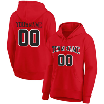 custom authentic pullover sweatshirt hoodie red-black-white