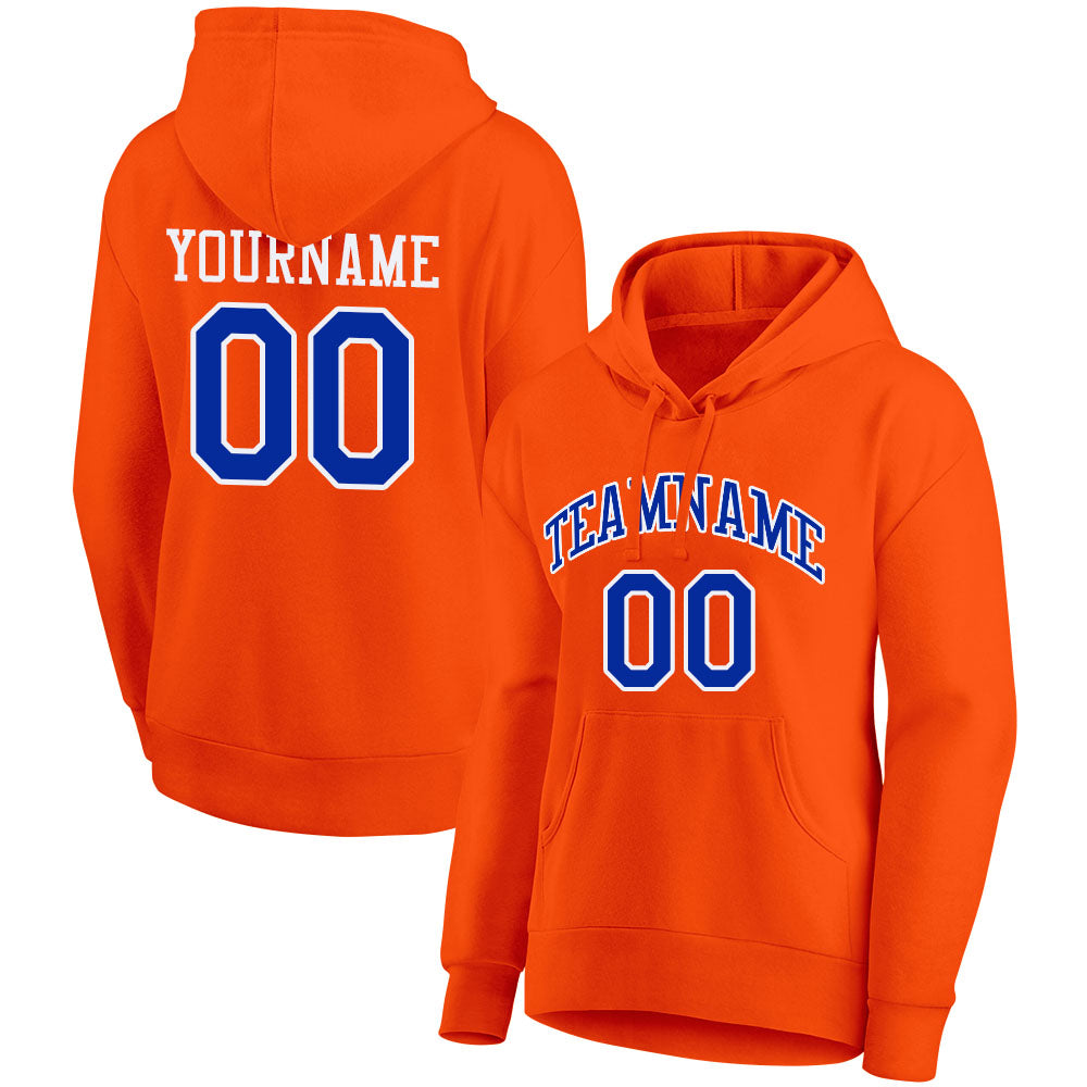 custom authentic pullover sweatshirt hoodie orange-blue-white
