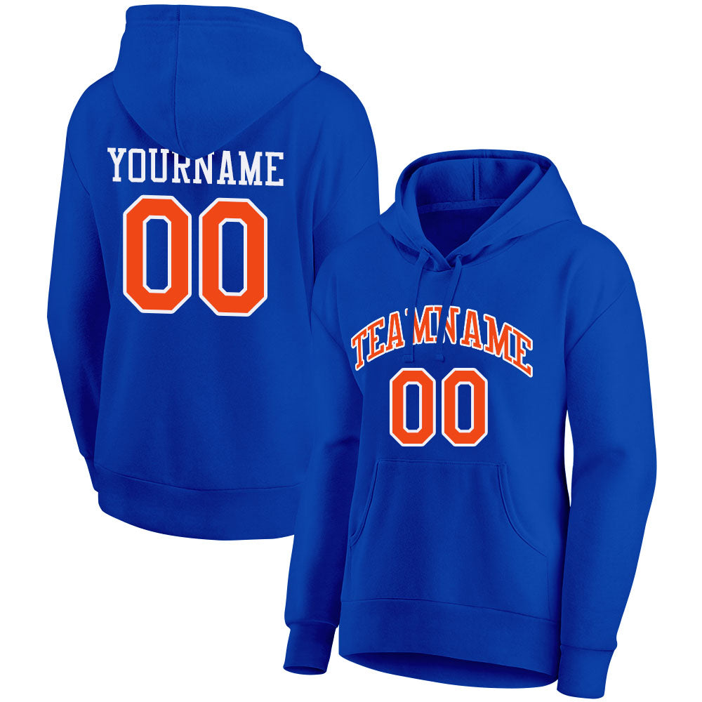 custom authentic pullover sweatshirt hoodie blue-orange-white
