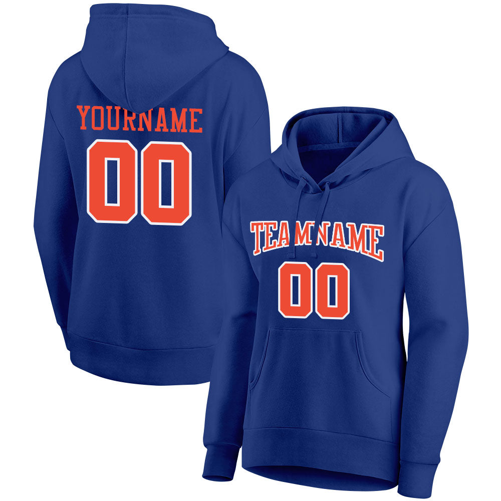 custom authentic pullover sweatshirt hoodie rayal-orange-white