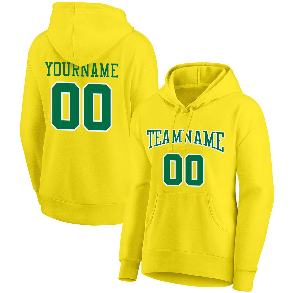 custom authentic pullover sweatshirt hoodie yellow-green-white