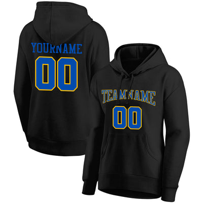 custom authentic pullover sweatshirt hoodie black-blue-yellow